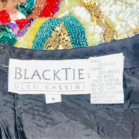 Oleg Cassini Black Tie Multicolor Sequin Dress - Picture 10 of 10